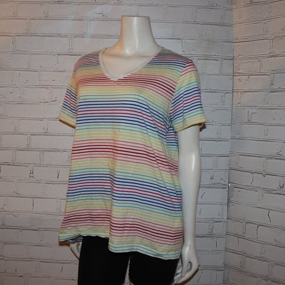 🍭 Lands’ End 14/16 Rainbow Tee – Striped & Sweet - Picture 4 of 5
